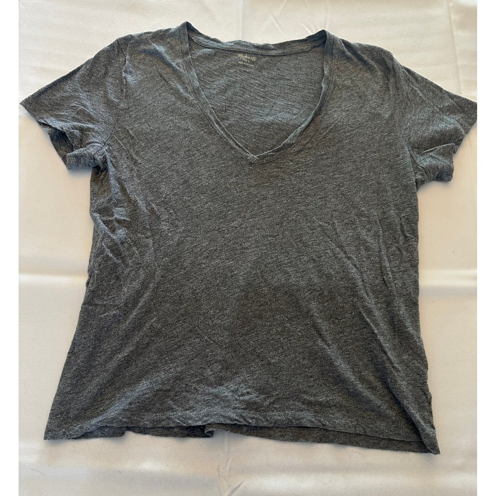 Madewell Whisper Cotton V-Neck Tee Charcoal Gray Heather Short Sleeve Shirt S